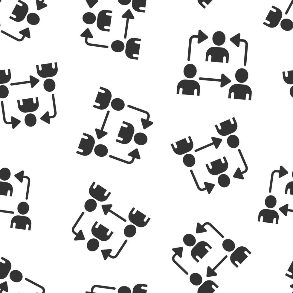 People referral icon in flat style. Business communication vector illustration on white background. Reference teamwork seamless pattern business concept.