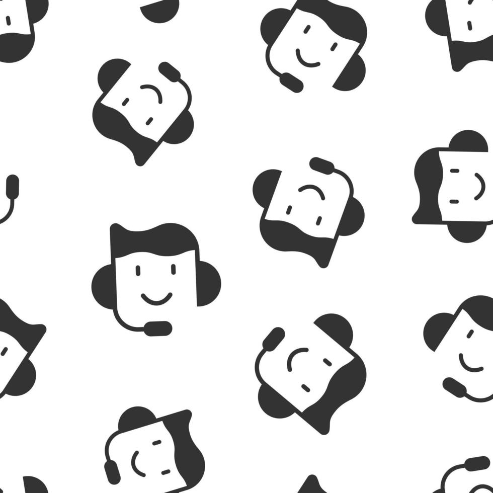 Helpdesk icon in flat style. Headphone vector illustration on white isolated background. Chat operator seamless pattern business concept.