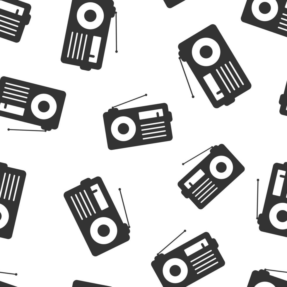 Radio icon in flat style. Fm broadcast vector illustration on white isolated background. Radiocast seamless pattern business concept.