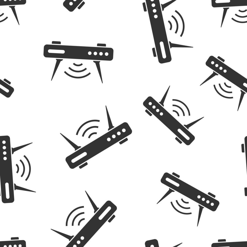 Wifi router icon in flat style. Broadband vector illustration on white isolated background. Internet connection seamless pattern business concept.