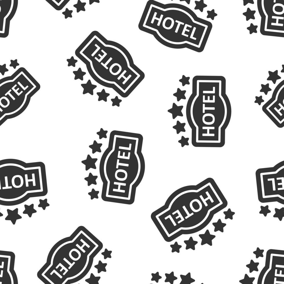 Hotel 5 stars sign icon in flat style. Inn vector illustration on white isolated background. Hostel room information seamless pattern business concept.