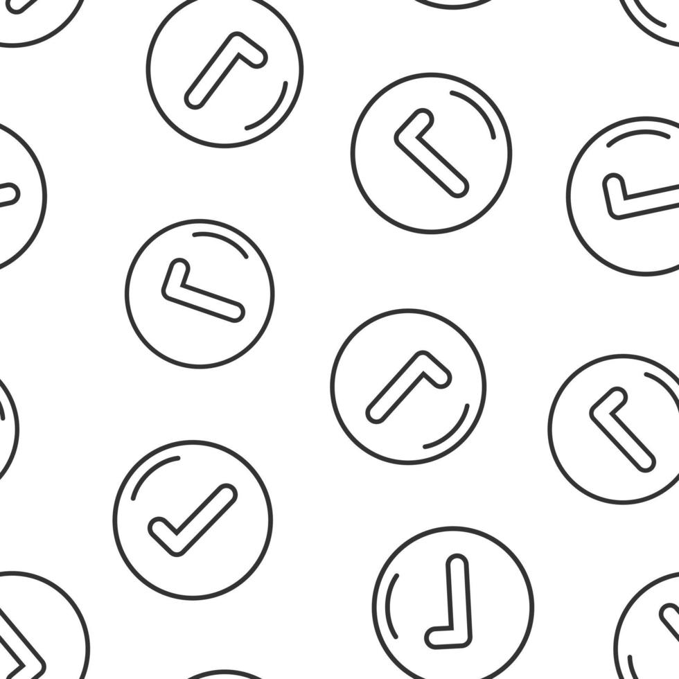Check mark sign icon in flat style. Confirm button vector illustration on white isolated background. Accepted seamless pattern business concept.