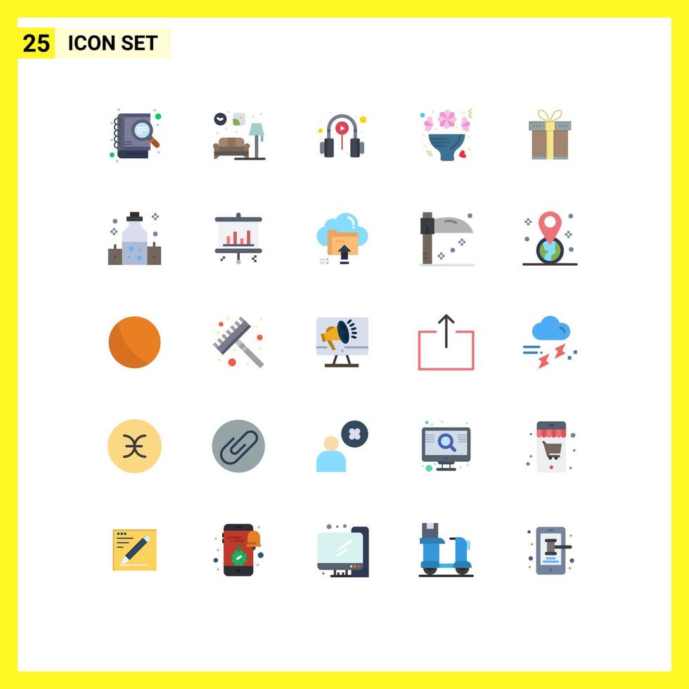 Flat Color Pack of 25 Universal Symbols of celebrate love class flowers online Editable Vector Design Elements