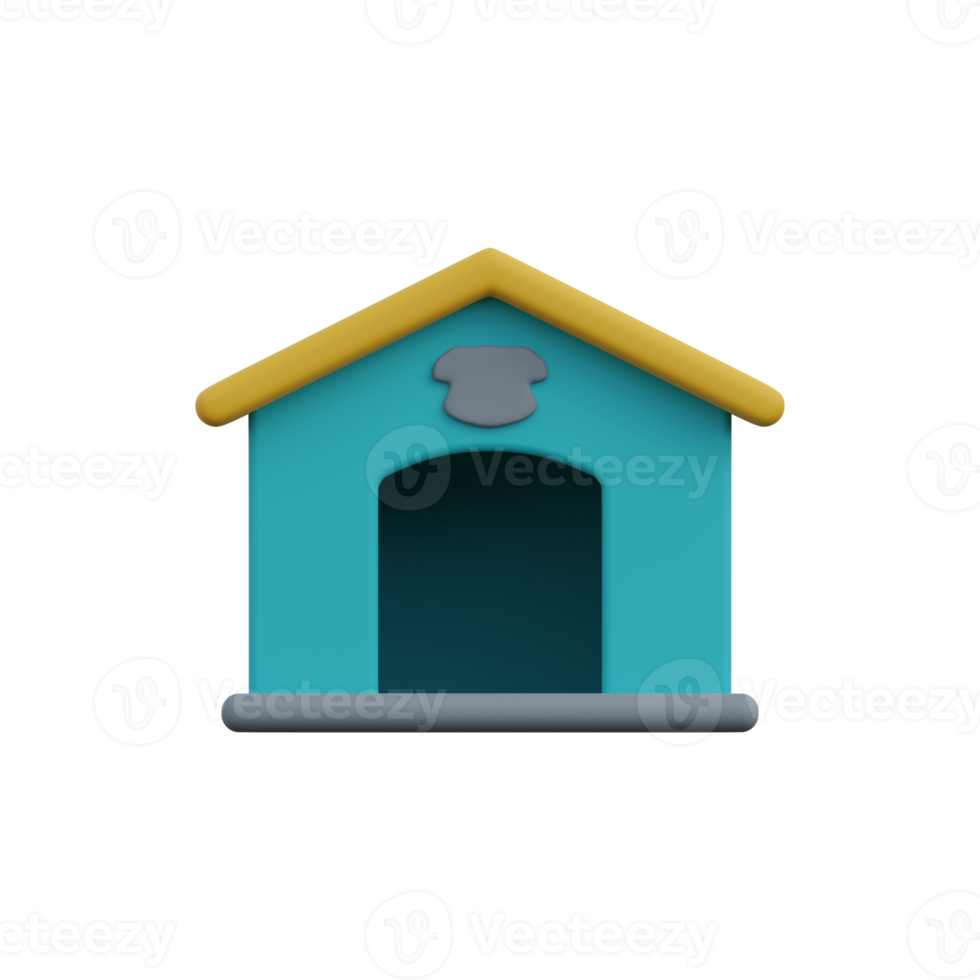 3D-Darstellung eines Hundehaus-Haustier-Symbols png