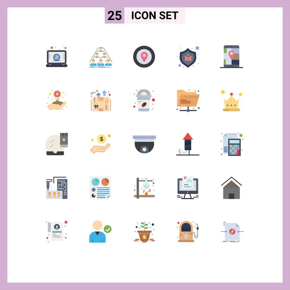 Set of 25 Modern UI Icons Symbols Signs for app protect meeting bug star Editable Vector Design Elements