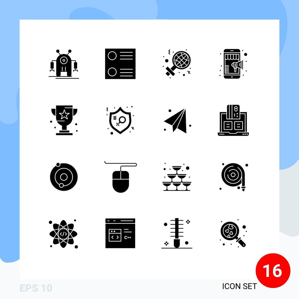 16 iconos creativos signos y símbolos modernos de premio copa mujer premio compras elementos de diseño vectorial editables vector