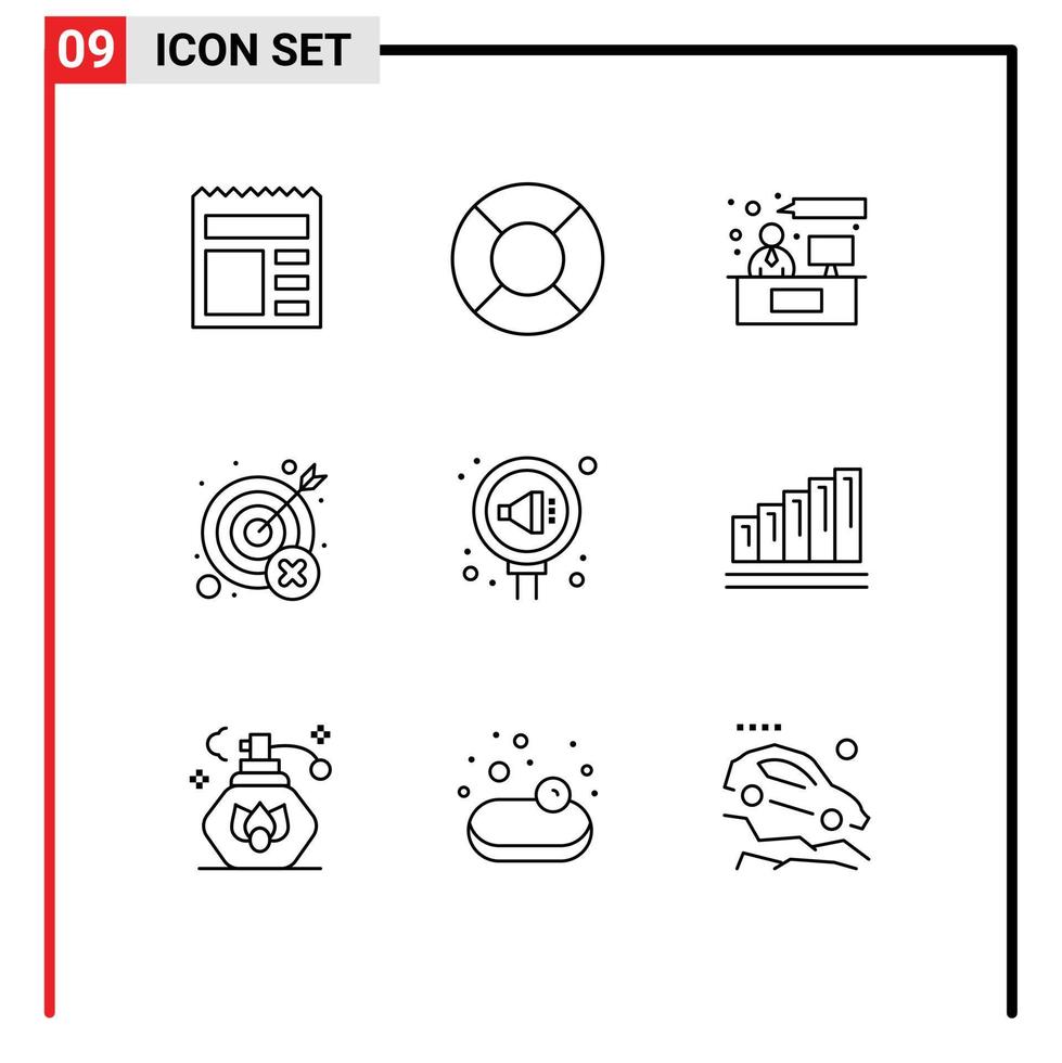 9 Creative Icons Modern Signs and Symbols of pr wrong consulting target miss Editable Vector Design Elements