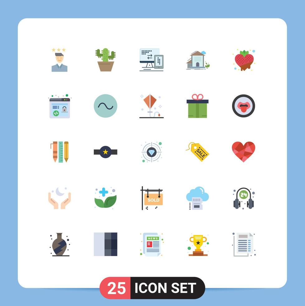 User Interface Pack of 25 Basic Flat Colors of office apartment spring house cell Editable Vector Design Elements