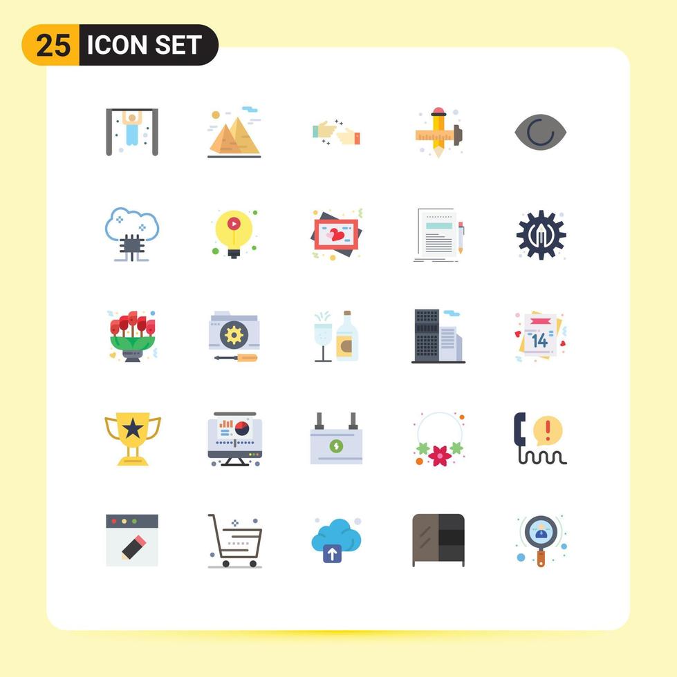 25 User Interface Flat Color Pack of modern Signs and Symbols of eye drawing handshake draw art Editable Vector Design Elements