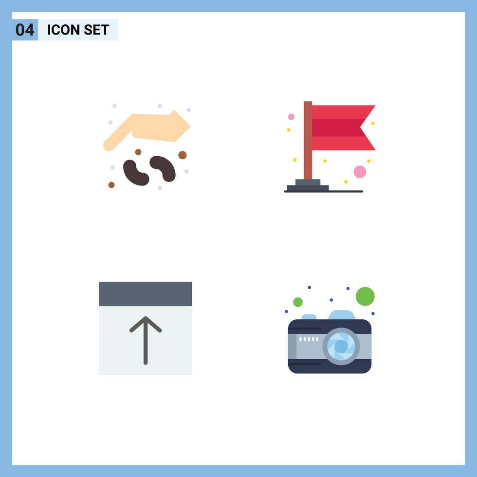 4 Thematic Vector Flat Icons and Editable Symbols of agriculture grid seed carnival layout Editable Vector Design Elements