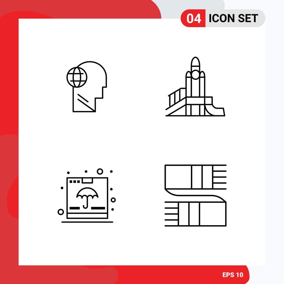 4 User Interface Line Pack of modern Signs and Symbols of business political mind games container Editable Vector Design Elements