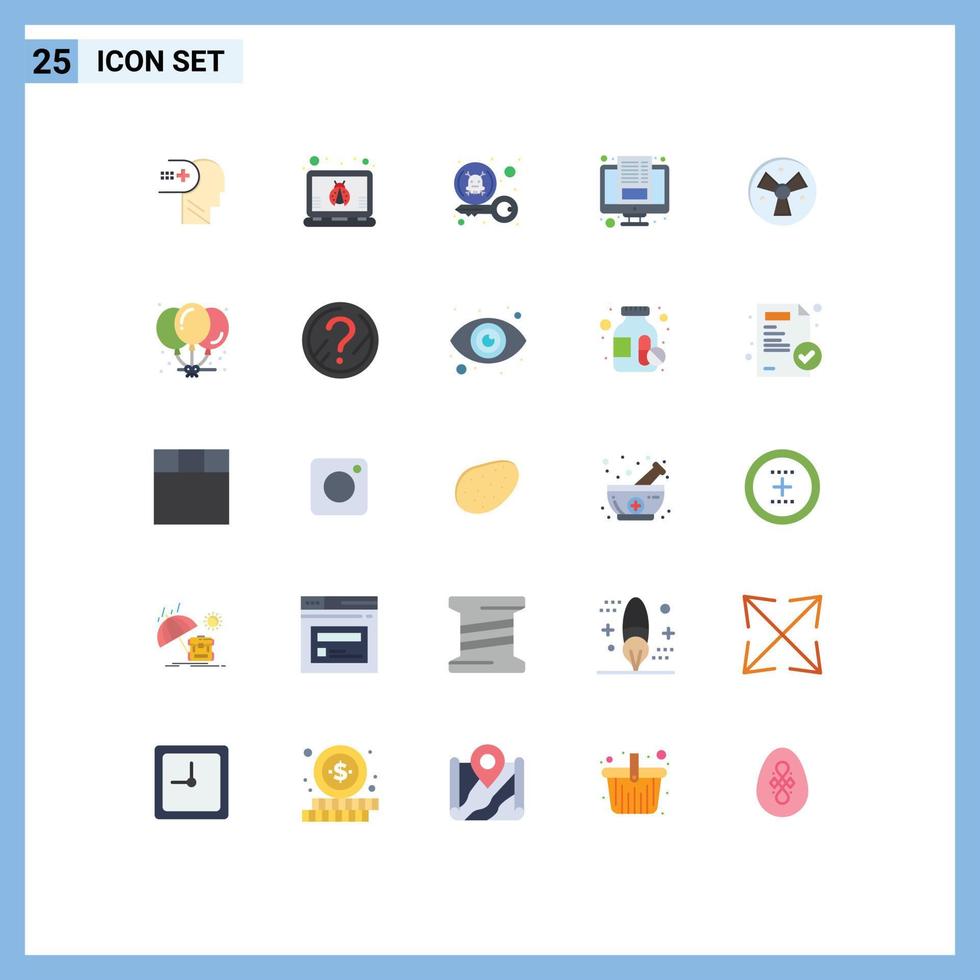 Stock Vector Icon Pack of 25 Line Signs and Symbols for warining screen hacker blogging article Editable Vector Design Elements