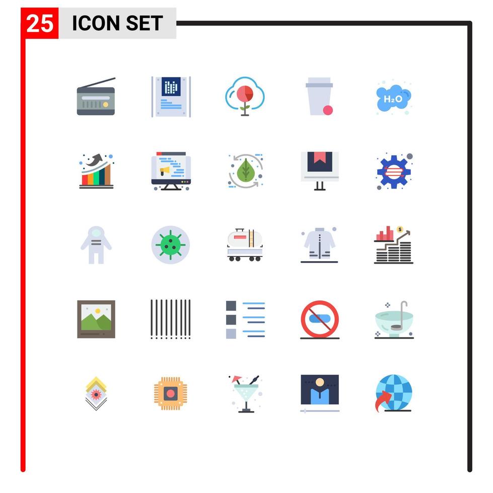 conjunto moderno de 25 colores planos y símbolos como elementos de diseño de vectores editables de gráfico de vidrio de descifrado de sopa de nubes