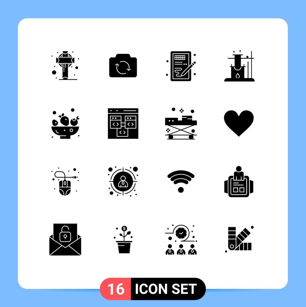 16 Creative Icons Modern Signs and Symbols of food space creative science learning Editable Vector Design Elements