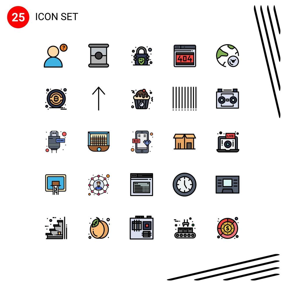 25 User Interface Filled line Flat Color Pack of modern Signs and Symbols of money internet seo information analysis Editable Vector Design Elements
