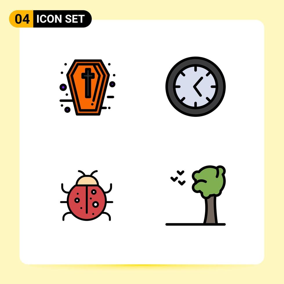 Mobile Interface Filledline Flat Color Set of 4 Pictograms of sign nature holidays cute arbor Editable Vector Design Elements