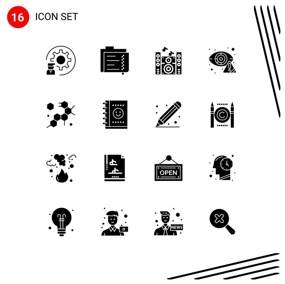 Stock Vector Icon Pack of 16 Line Signs and Symbols for internet detector file cyber speaker Editable Vector Design Elements