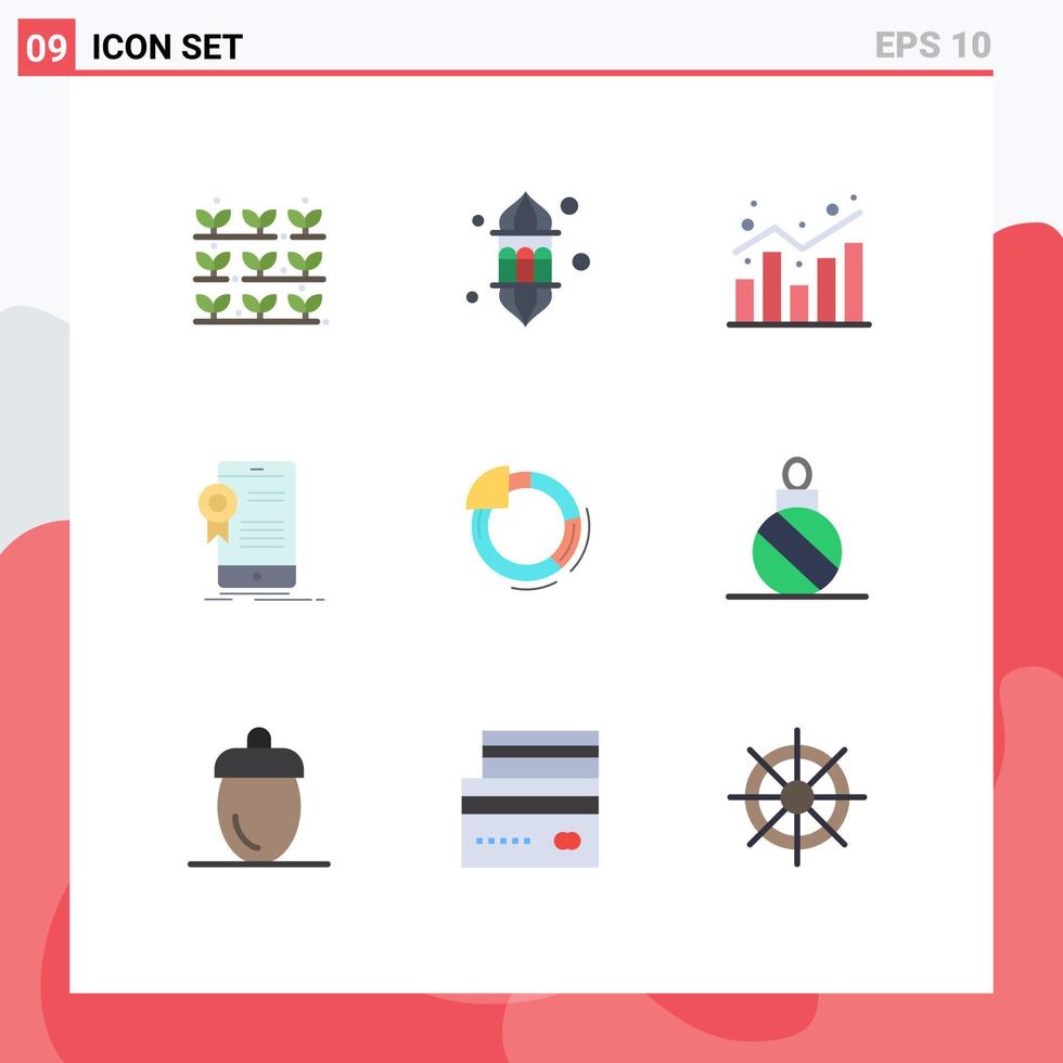 Universal Icon Symbols Group of 9 Modern Flat Colors of application certification festival certificate shopping Editable Vector Design Elements