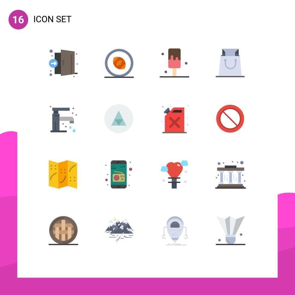 16 iconos creativos, signos y símbolos modernos de grifos, compras, puestos de rugby, tienda de helados, paquete editable de elementos creativos de diseño de vectores. vector