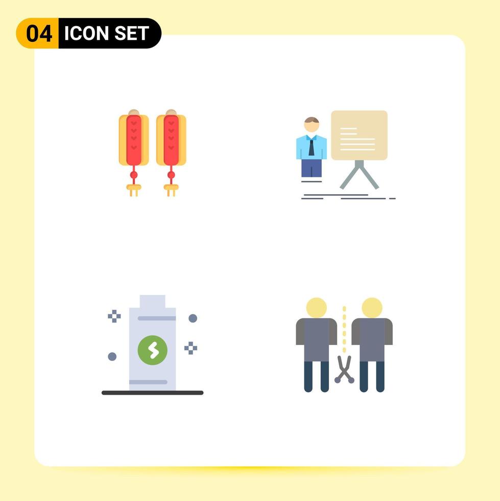 4 User Interface Flat Icon Pack of modern Signs and Symbols of pendant battery decoration chart energy Editable Vector Design Elements