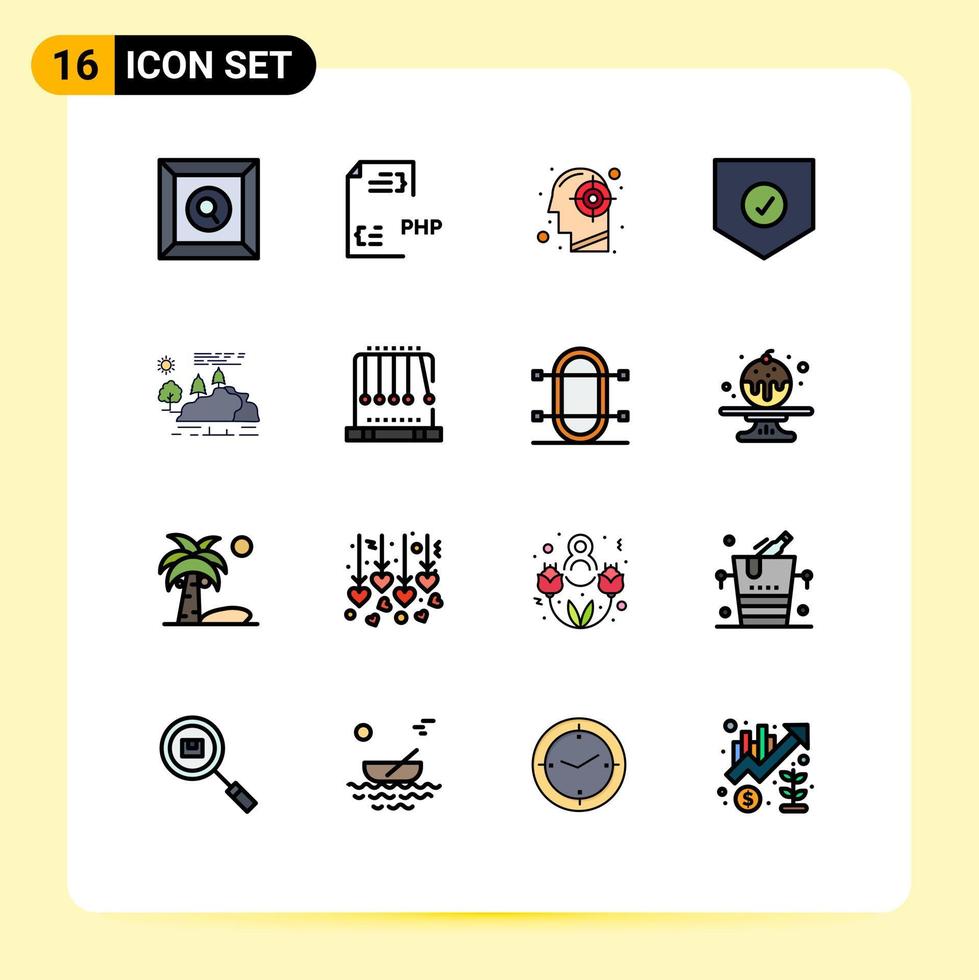 paquete de iconos de vectores de stock de 16 signos y símbolos de línea para el objetivo de seguridad de la colina proteger el éxito elementos de diseño de vectores creativos editables