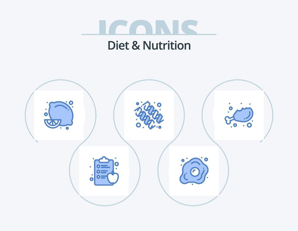 Diet And Nutrition Blue Icon Pack 5 Icon Design. diet. vitamin. citrus fruit. supplement. diet vector