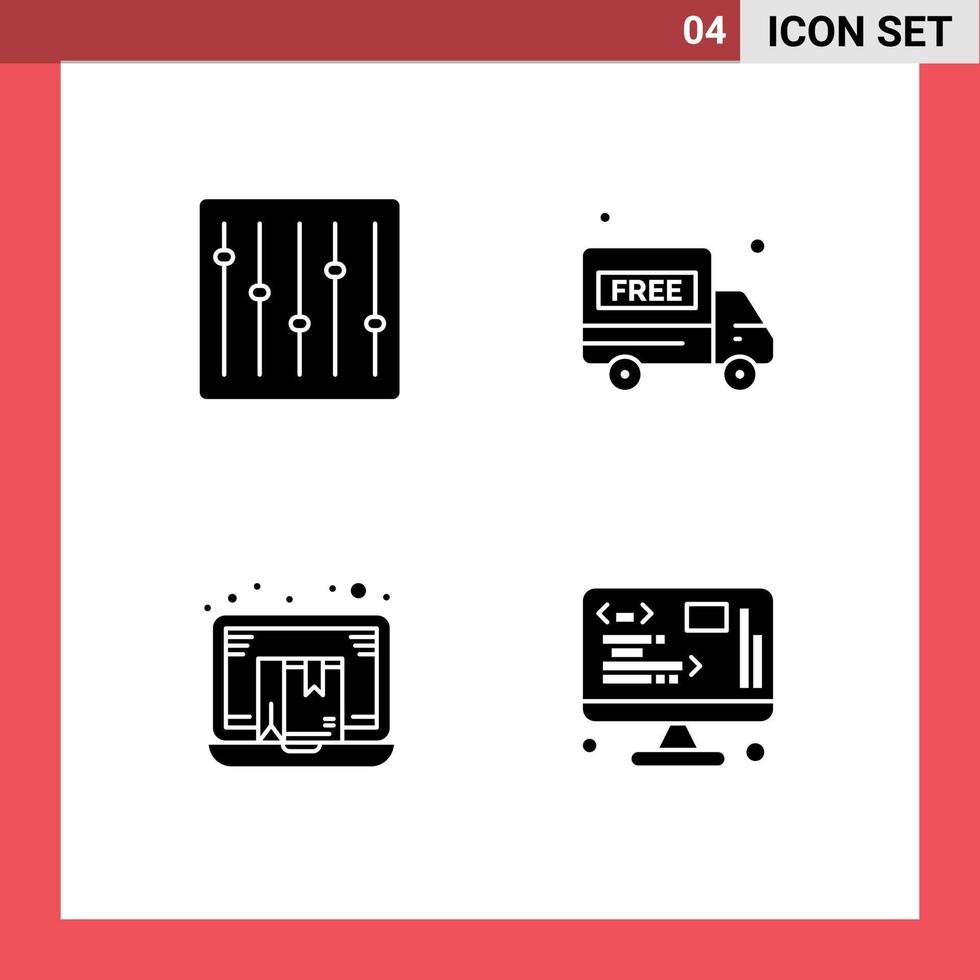 conjunto de 4 iconos de interfaz de usuario modernos símbolos signos para controles e paquete de música elementos de diseño de vector editables para computadora portátil gratis