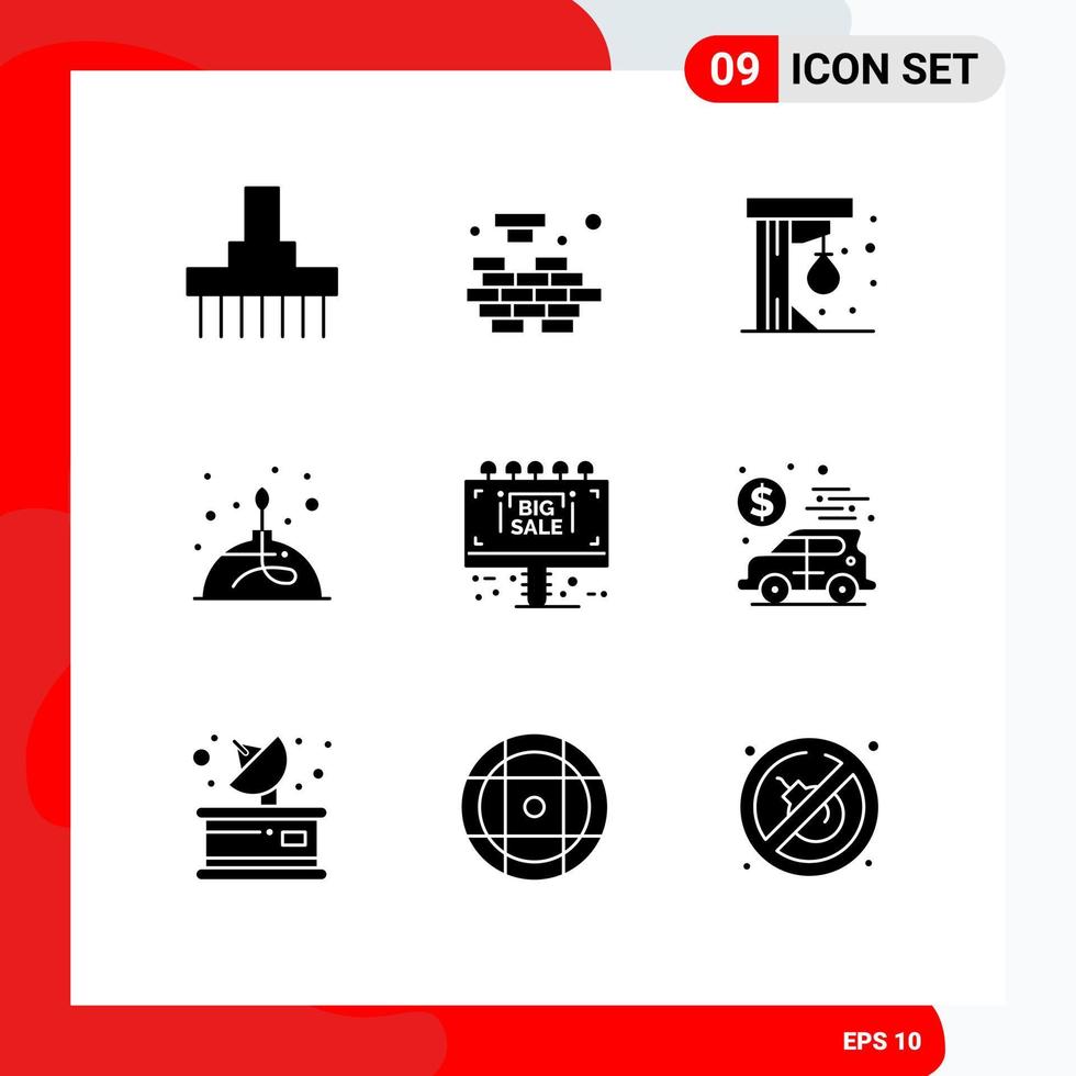 9 Universal Solid Glyphs Set for Web and Mobile Applications science fire solving burner play Editable Vector Design Elements