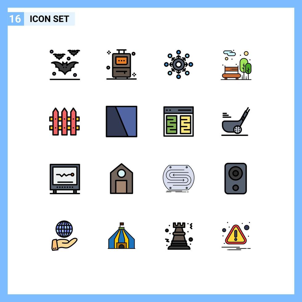 16 iconos creativos signos y símbolos modernos de valla pública flecha banco de jardín elementos de diseño de vectores creativos editables