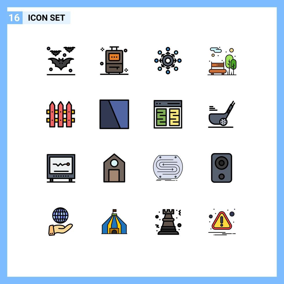 16 Creative Icons Modern Signs and Symbols of fence public arrow garden bench Editable Creative Vector Design Elements