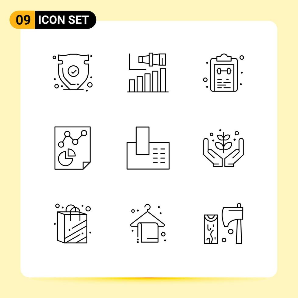 paquete de iconos de vector de stock de 9 signos y símbolos de línea para elementos de diseño de vector editables de marca de tarea de término de datos en papel