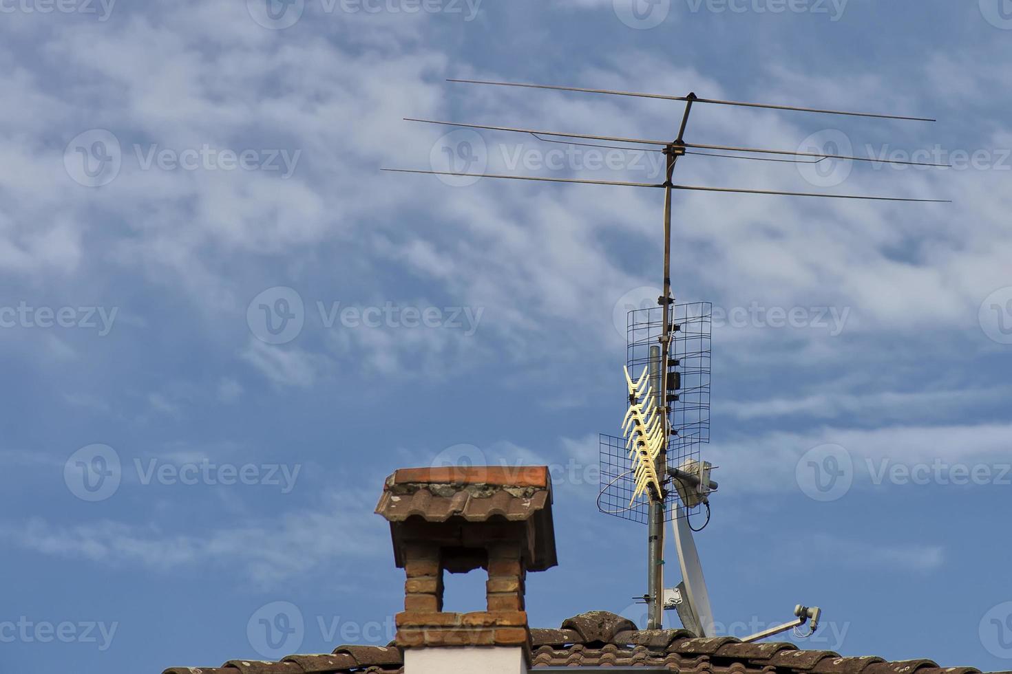 Television antenna on a roof photo