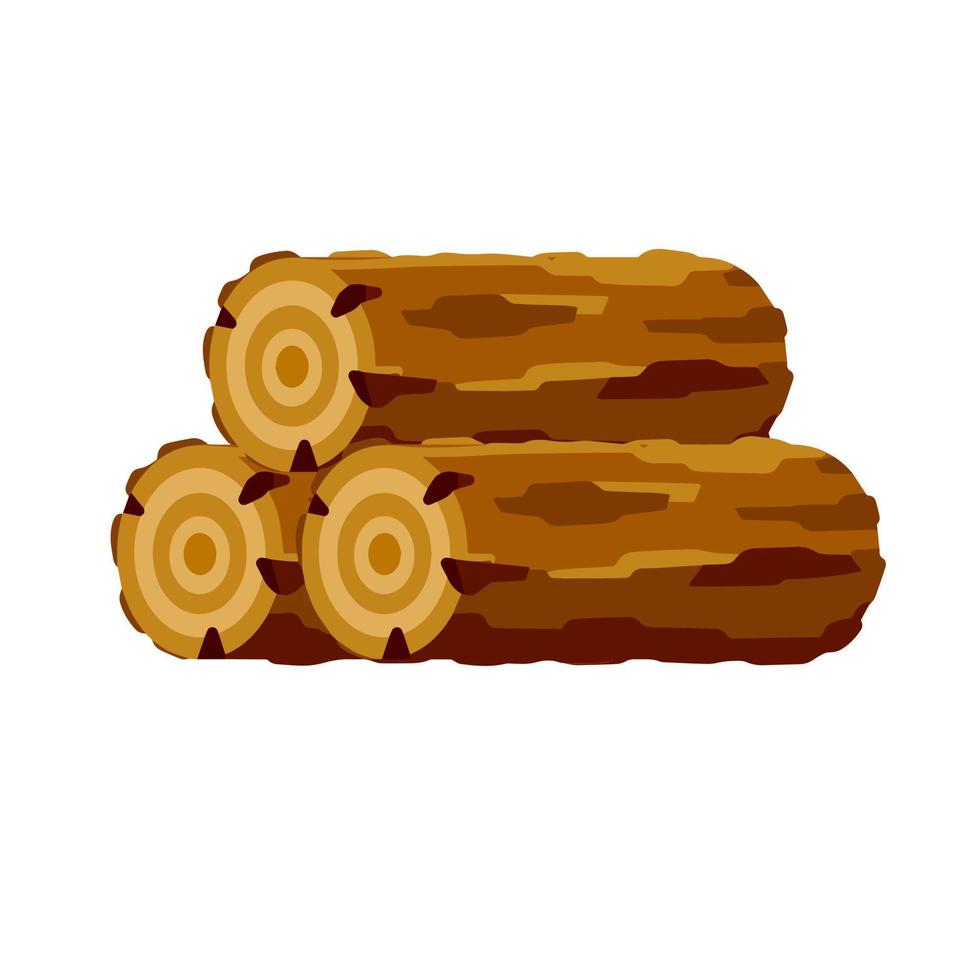 Brown log. Building wood material. Natural element. Environment of forest. vector