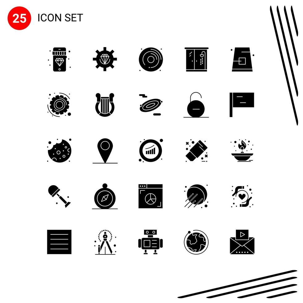 25 Thematic Vector Solid Glyphs and Editable Symbols of cap autumn cd bathroom home Editable Vector Design Elements