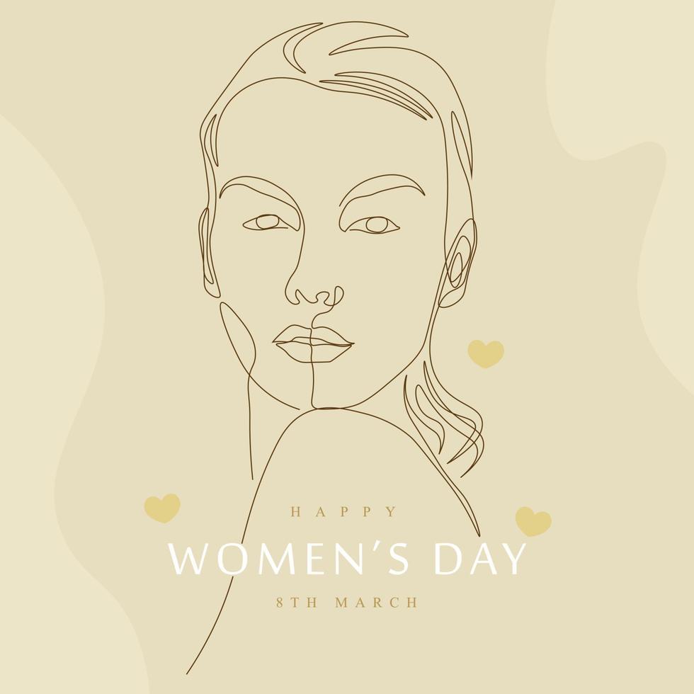 international women's day template design with women face line art vector
