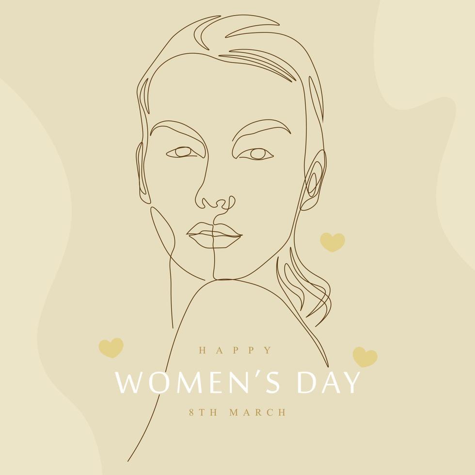 diseño de plantilla del día internacional de la mujer con arte de línea de cara de mujer vector