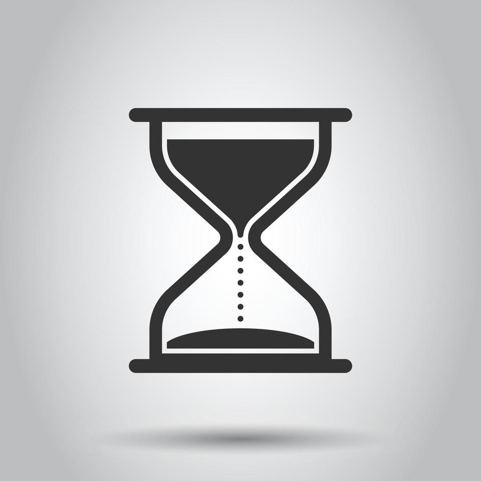 Hourglass icon in flat style. Sandglass vector illustration on white isolated background. Clock business concept.