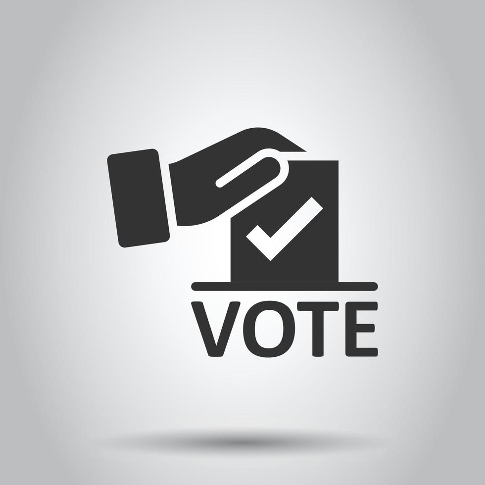 Vote icon in flat style. Ballot box vector illustration on white isolated background. Election business concept.