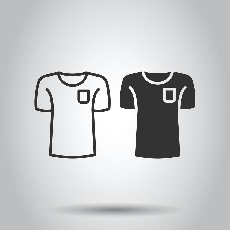 Tshirt icon in flat style. Casual clothes vector illustration on white isolated background. Polo wear business concept.