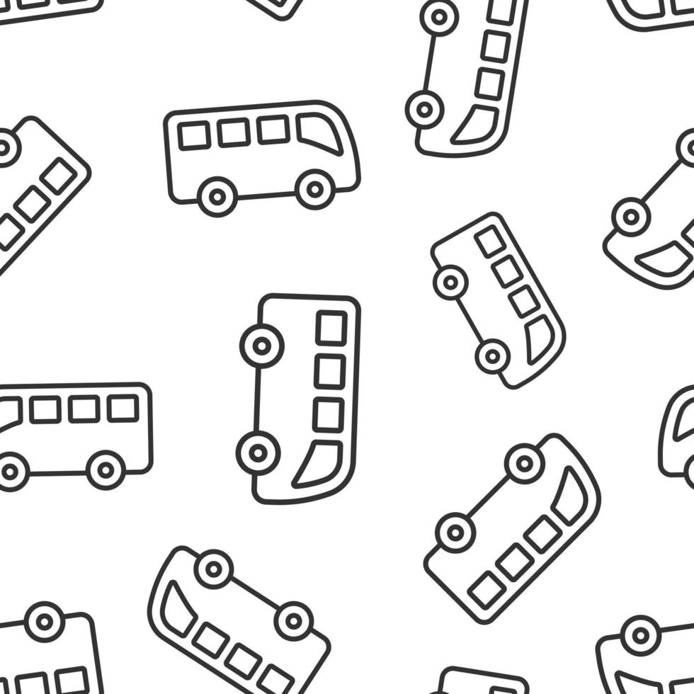 Bus icon in flat style. Coach vector illustration on white isolated background. Autobus vehicle seamless pattern business concept.