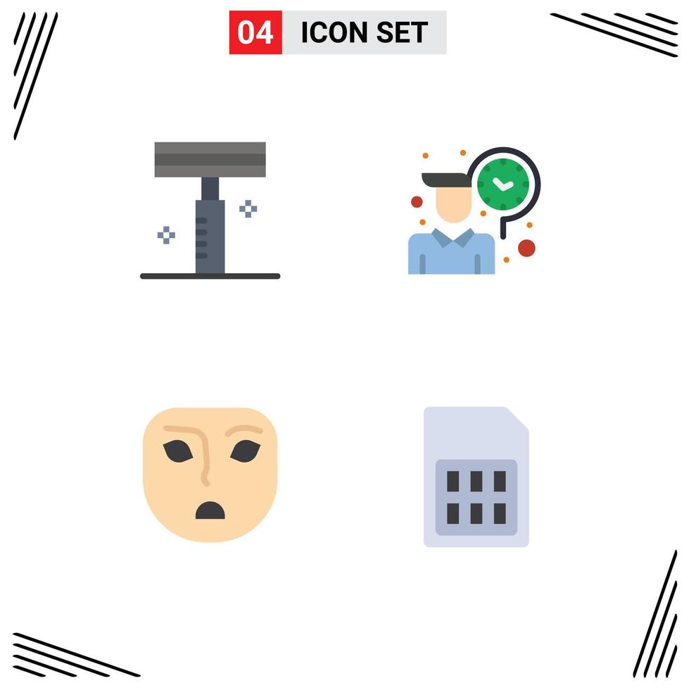 4 Universal Flat Icons Set for Web and Mobile Applications beauty emotion salon time card Editable Vector Design Elements