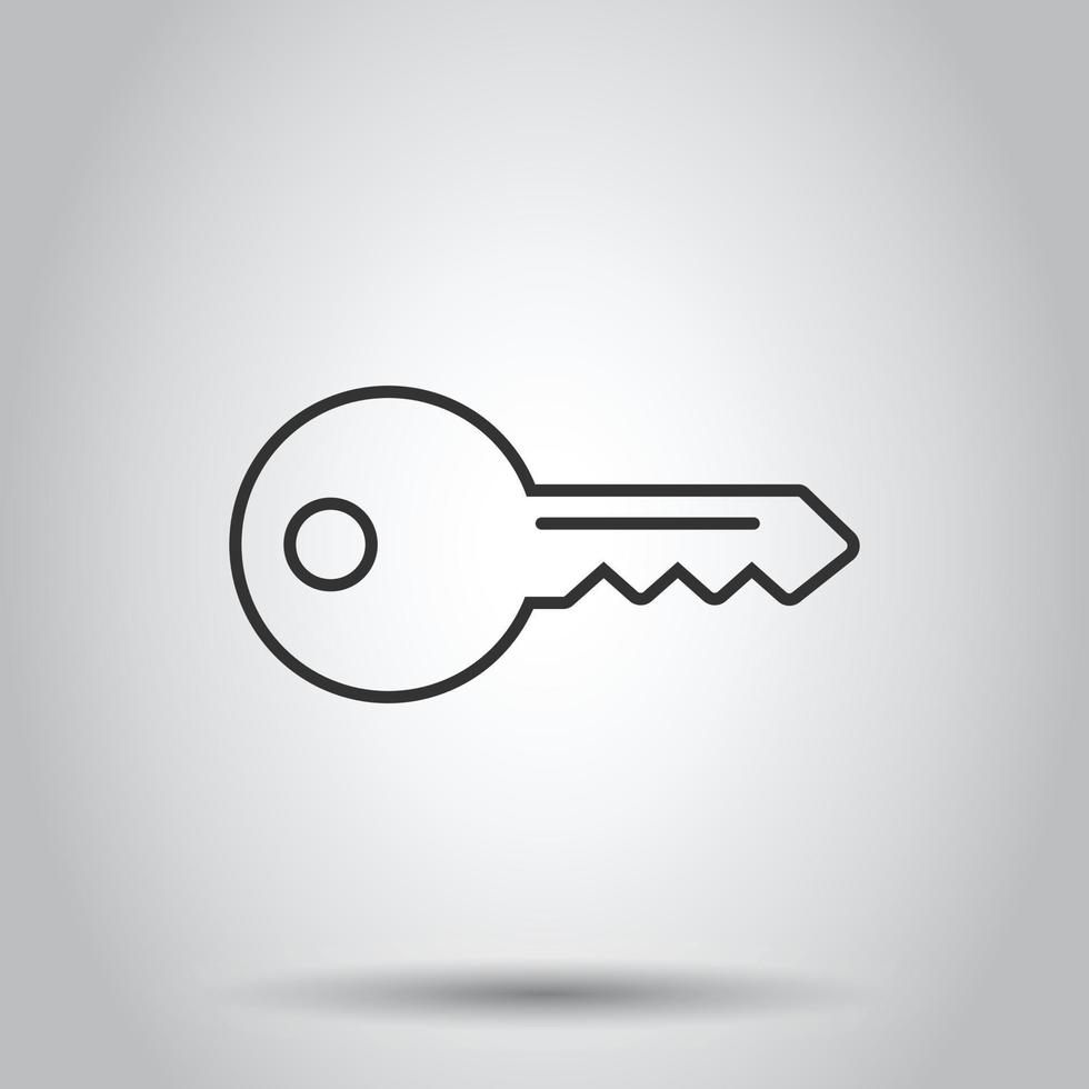 Key icon in flat style. Password vector illustration on white isolated background. Access business concept.