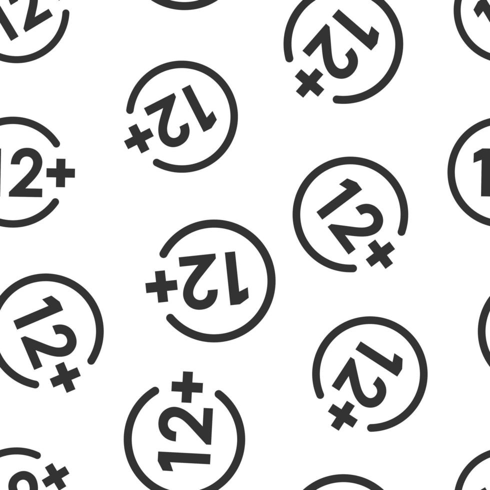 Twelve plus icon in flat style. 12 vector illustration on white ...