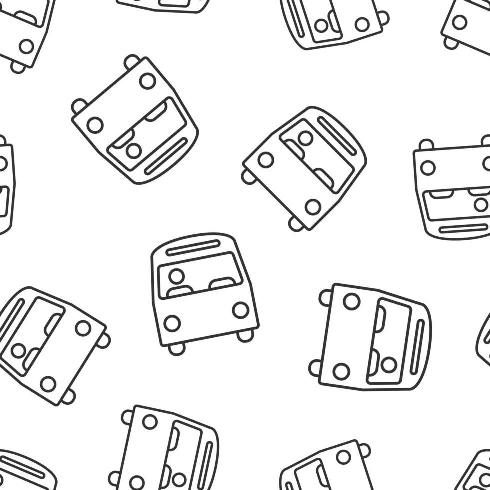 Bus icon in flat style. Coach vector illustration on white isolated background. Autobus vehicle seamless pattern business concept.