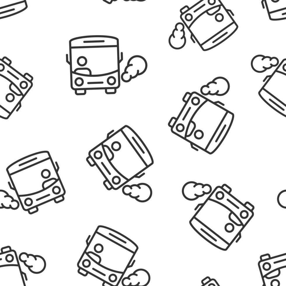 Bus icon in flat style. Coach vector illustration on white isolated background. Autobus vehicle seamless pattern business concept.