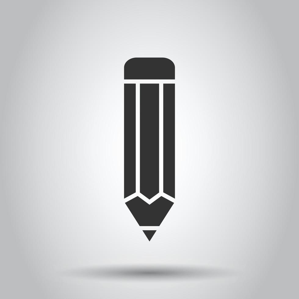 Pencil icon in flat style. Pen vector illustration on white isolated background. Drawing business concept.