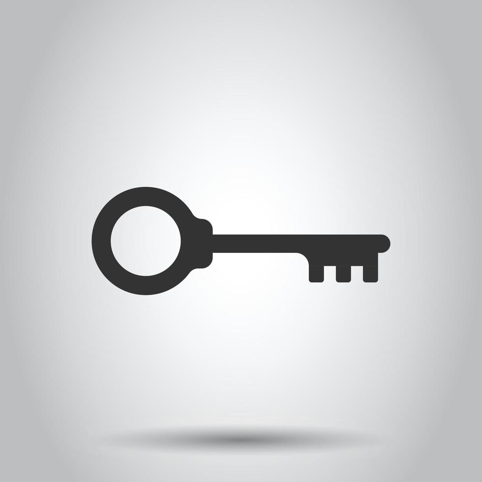 Key icon in flat style. Password vector illustration on white isolated background. Access business concept.