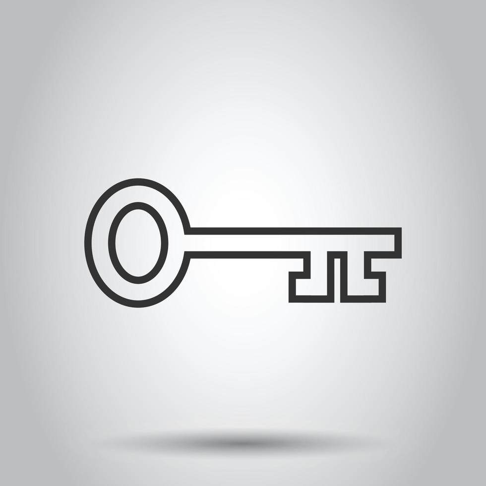 Key icon in flat style. Password vector illustration on white isolated background. Access business concept.