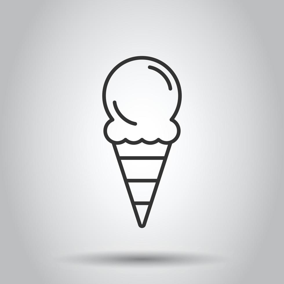 Ice cream icon in flat style. Sundae vector illustration on white isolated background. Sorbet dessert business concept.
