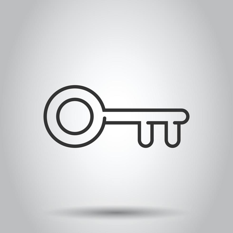 Key icon in flat style. Password vector illustration on white isolated background. Access business concept.